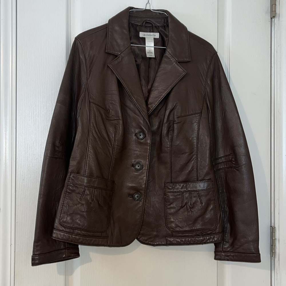 Vintage Leather Liz Claiborne Fitted Jacket